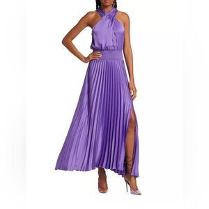 Ramy Brook Arina Halter Neck Pleated Maxi Dress size 2